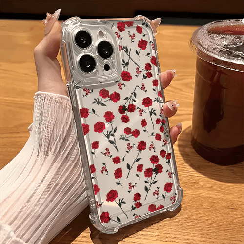 coque de téléphone - coque de téléphone transparente avec roses rouges pour iphone 17, 16, 15, 14, 13, 12, y pour les iphone 14 plus et pro, que pour iphone 11 et 11 pro max. cette coque est douce