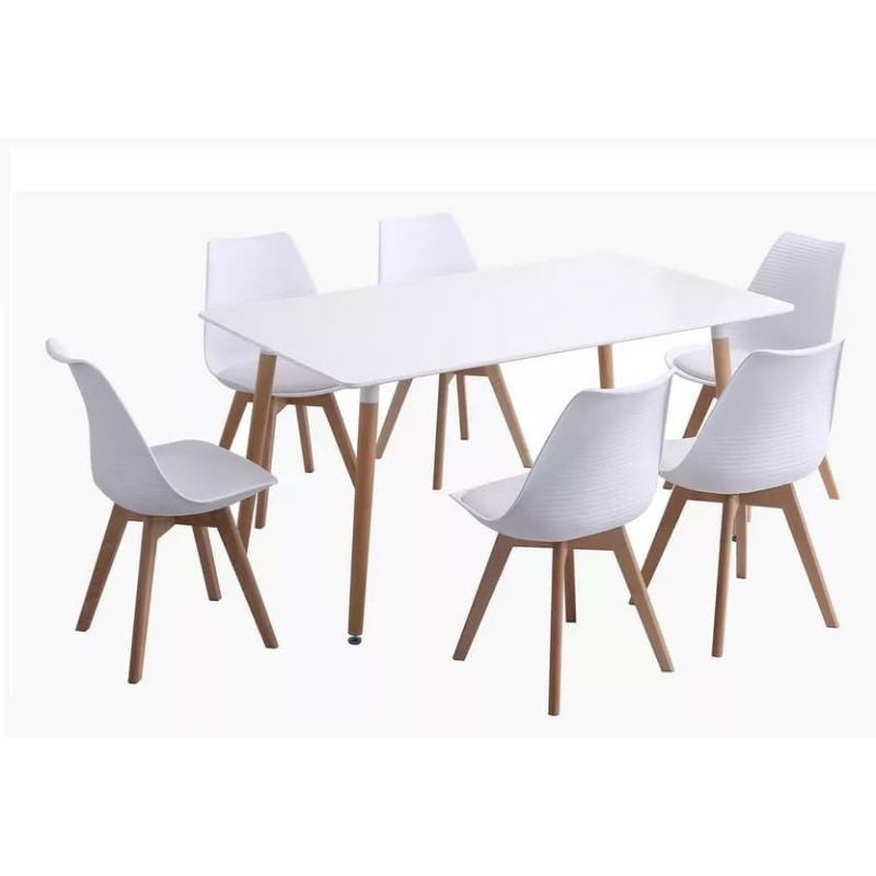 Dining Suites/Sets Table with 6 Padded Chairs White