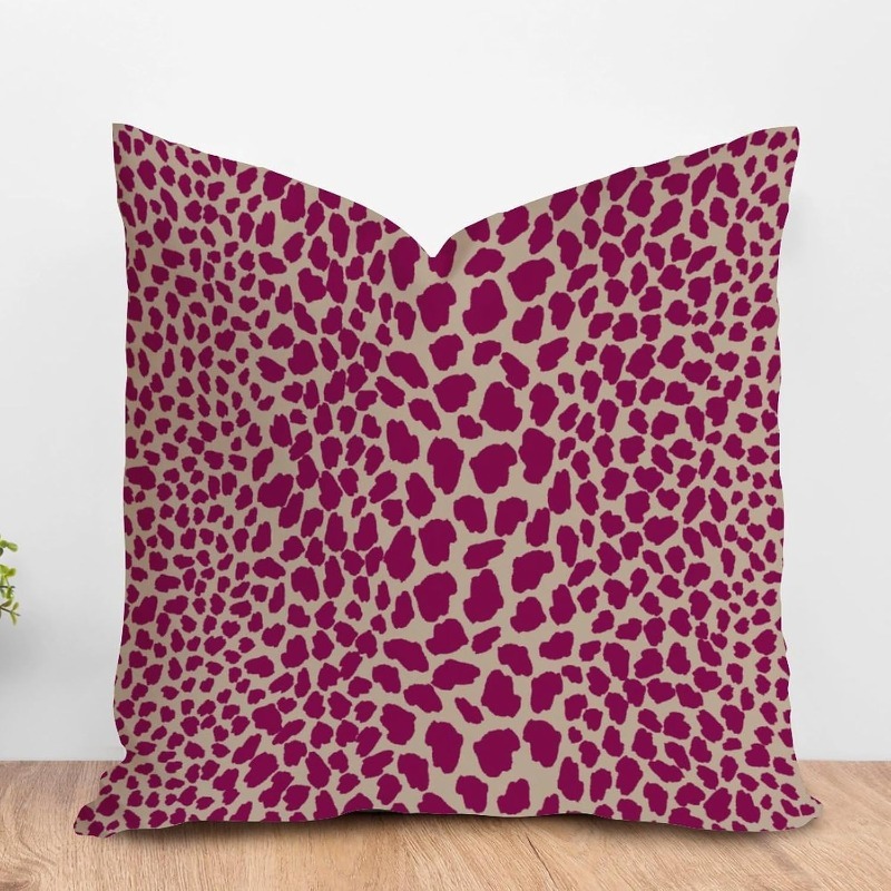 TEMU 1pc Double-sided Print New Chinese Elegant Style Asian Style Sofa Pillowcase, Rose Red Leopard Print Sofa Pillow Cover, Cow Print Pattern,