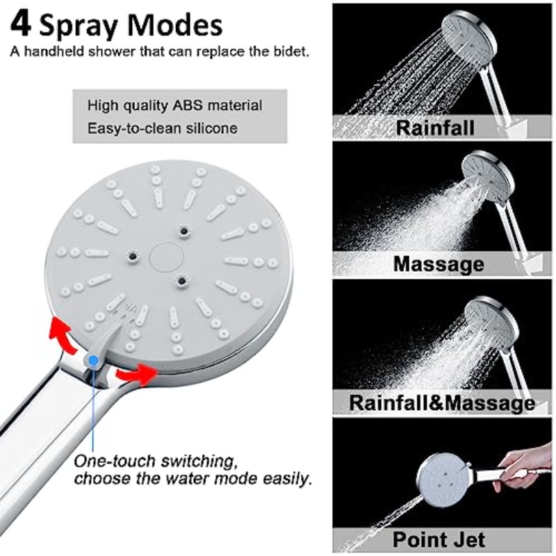 Shower Riser Rail Kit with 9" Rain Shower Head and Handheld Shower Set