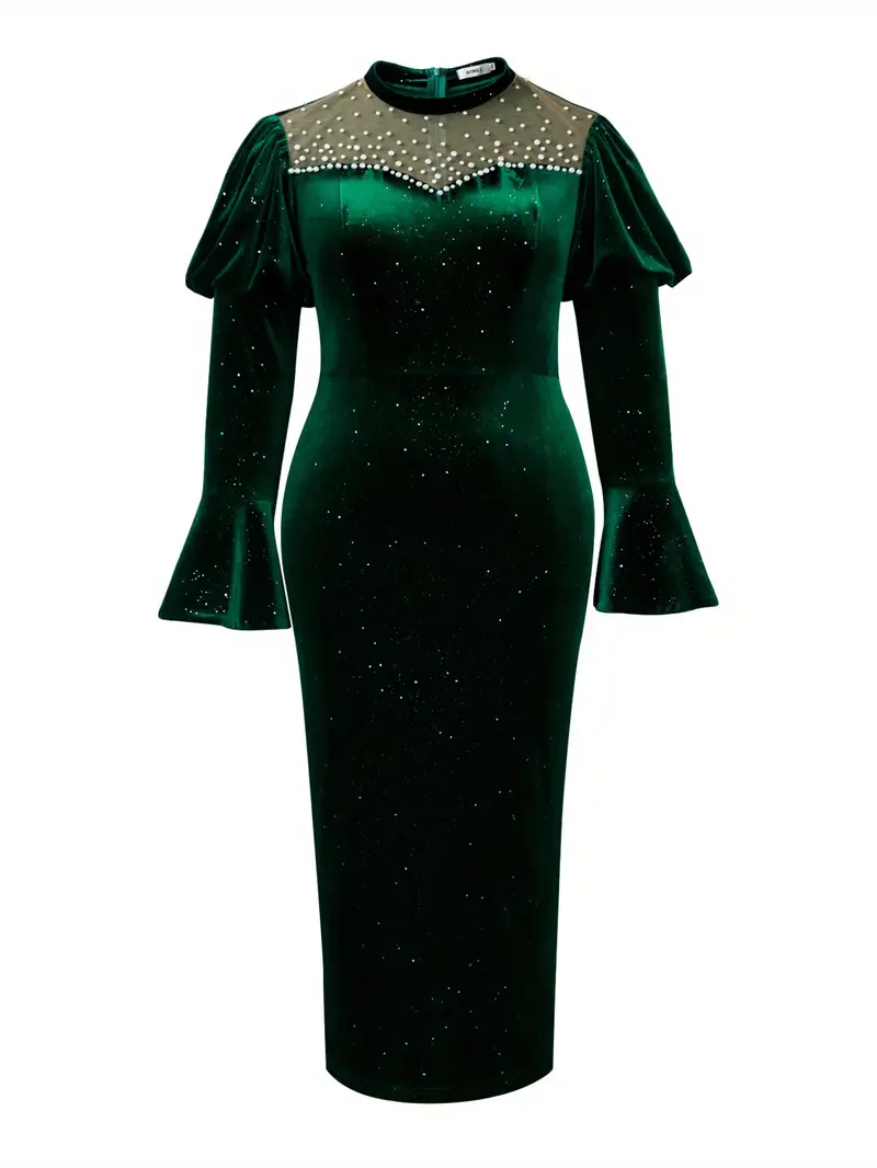 plus size plus size green velvet long dresses women autumn - Temu Bahrain plus size plus size green velvet long dresses women autumn - Temu Bahrain