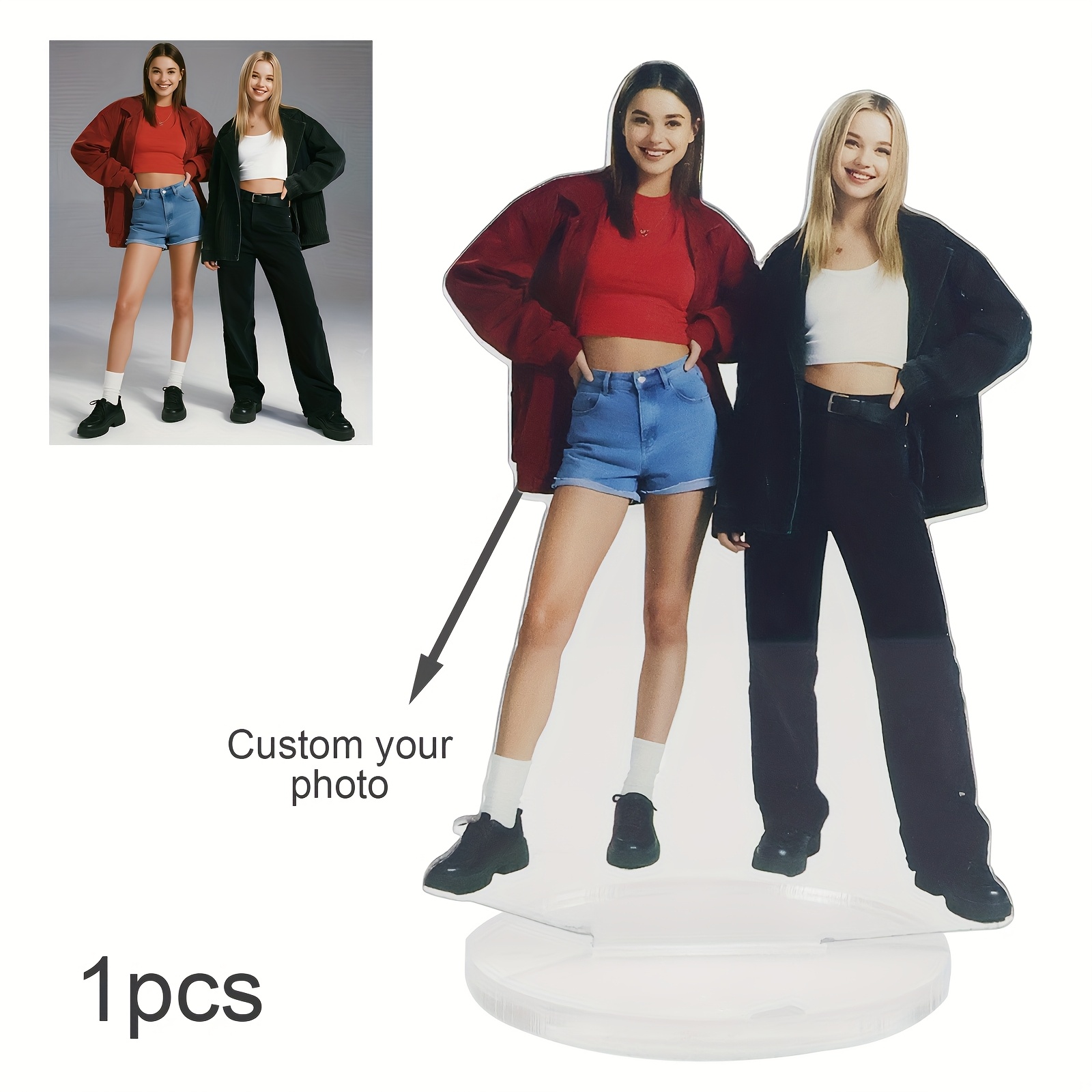 E-shop 2D Flat, eine personalisierte Foto-Dekoration - Individuelles, doppelseitiges Souvenir mit Ihrem Foto, glänzende Acryl-Dekoration, geeignet für