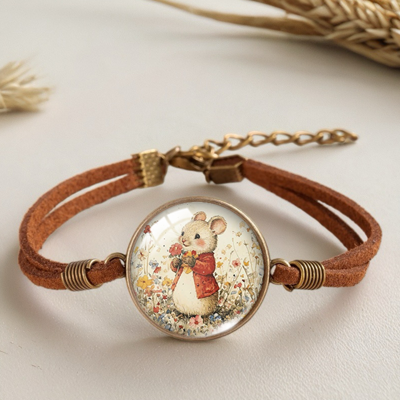 TEMU 1pc Flower Cluste Mouse Brown Bracelet Men Fashion Bracelets
