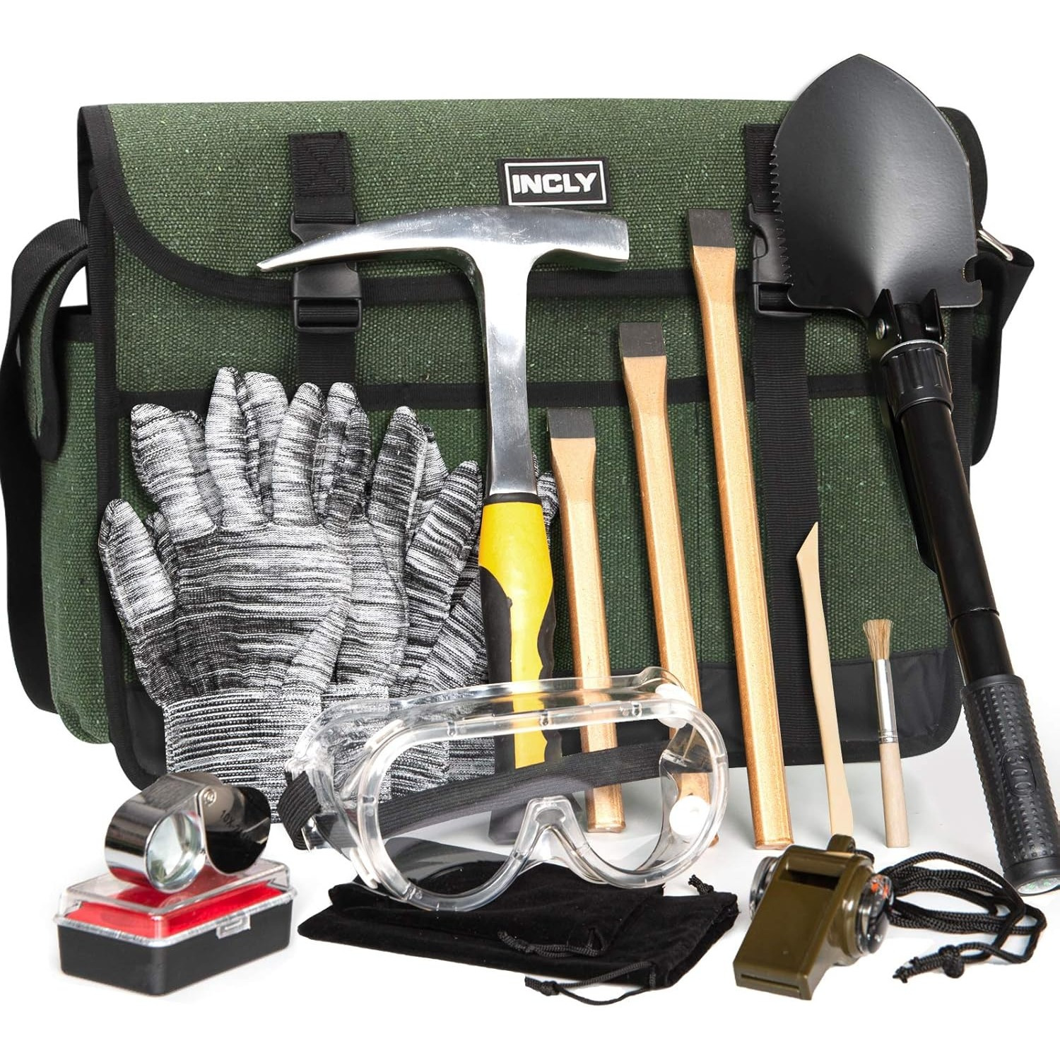 TEMU 15pcs Rock Pick Hammer Kit, 32oz Hammer & 3pcs Digging Chisels Set For Rock Hounding, Golden Mining & Prospecting Equipment Tool Gear Shovel