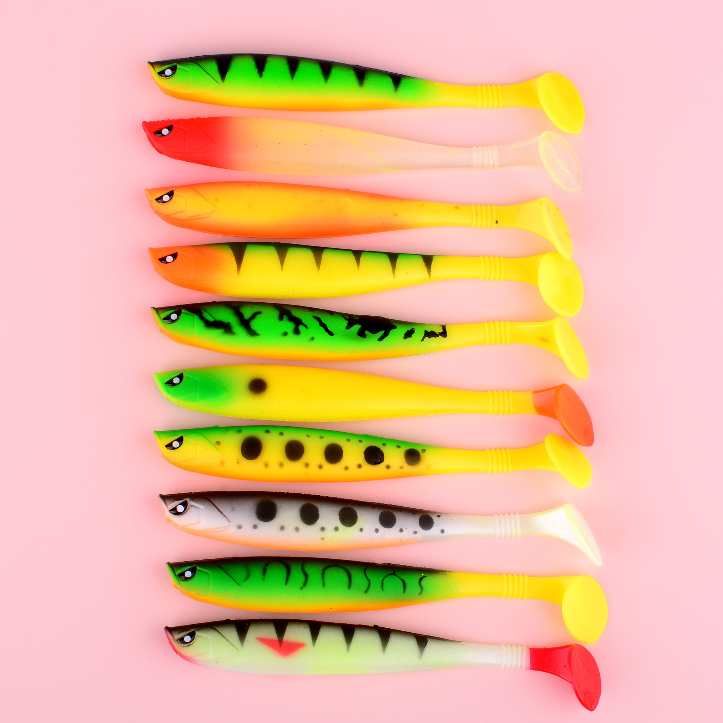 Image of 10pcs Fishing Lures, Soft T-tail Bait, Artificial Swimbait, Outdoor Fishing Additions