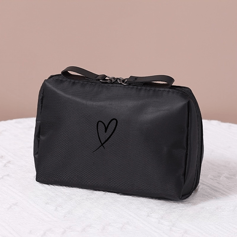 TEMU -bag Organizer Pouch, 1pc Multifunctional Storage Bag, Portable Travel Makeup Bag, Toiletry Organizer Pouch With Heart , Made Of Nylon Material,