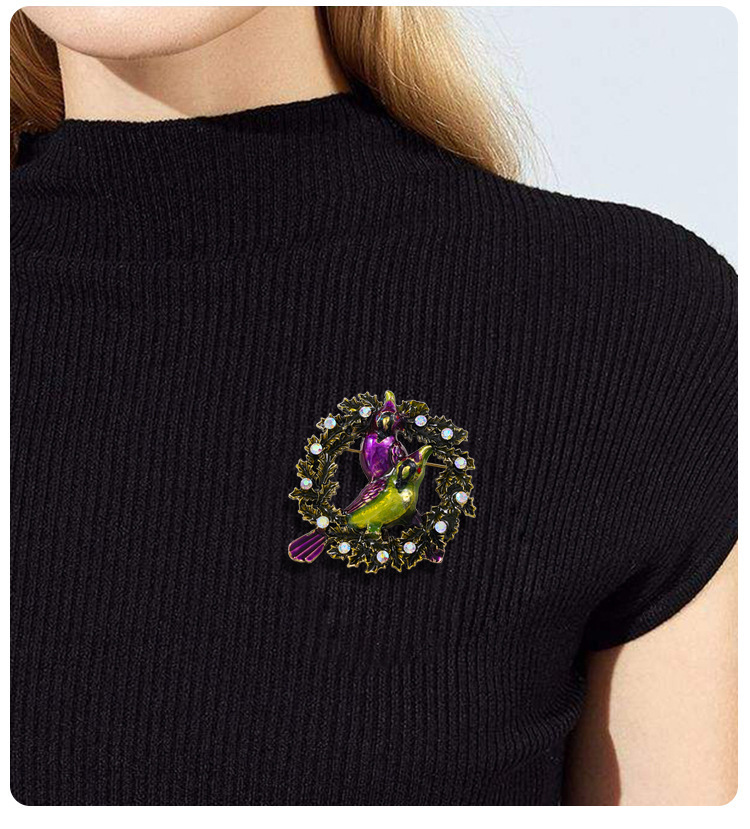 элегантная роскошная брошь-венок в виде птицы с украшениями, с неровной формой животного, новинка, имитационное моделирование, модный аксессуар для жакетов и бутоньерок, детали 2