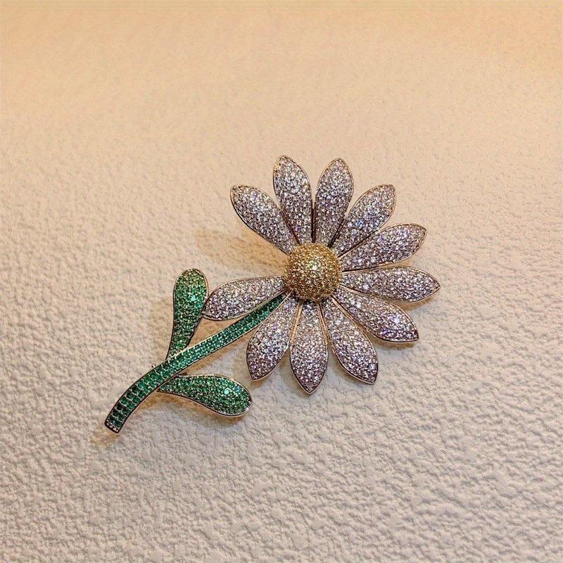 TEMU Broche de Dalia con Cristales de para Mujer y Hombre, Insignias de Moda Elegantes para Damas, Exquisito Broche de , Joyería, Regalo de Navidad