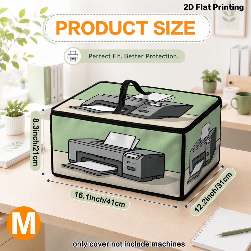 TEMU 2d Flat 1pc Desktop Printer Cover With Paper Pattern And Top Handle, Compatible With //epson/brother - Fits Most Printers, Scanners, Copiers For
