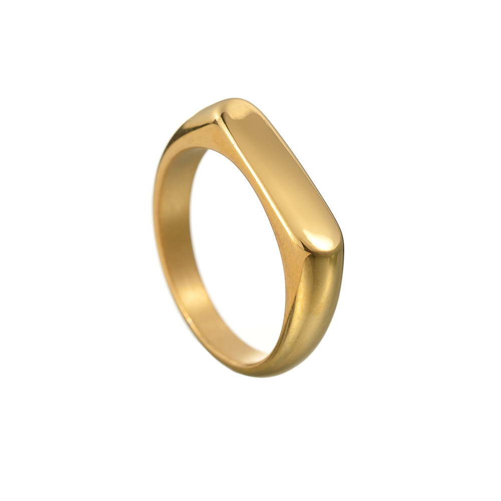 TEMU Anillo de barra cuadrado de acero inoxidable para mujer/, 4 mm, banda clásica , joyería de declaración para boda y , talla 6-12