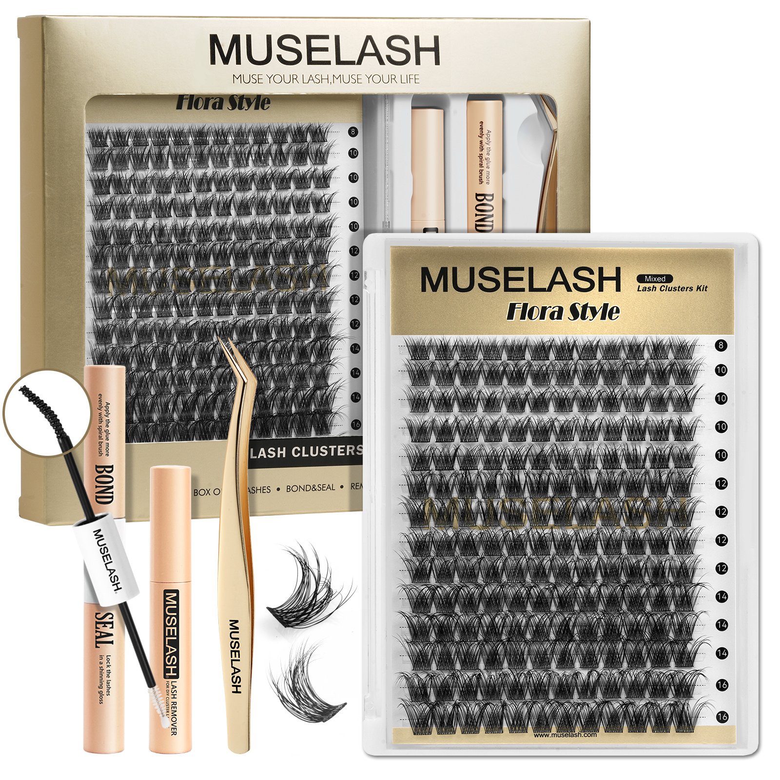 TEMU Lash Clusters Kit With Glue & Tweezers, Style False Eyelashes, 3d Volume Fluffy Lightweight Soft & Comfortable Lashes With Waterproof Design And