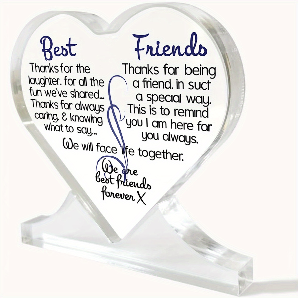 TEMU 2d Flat - [2d Flat] 1pc Acrylic Heart Desk Decor With Inspirational Quote | Perfect Gift For , Colleagues, Relatives - Ideal For Birthdays,