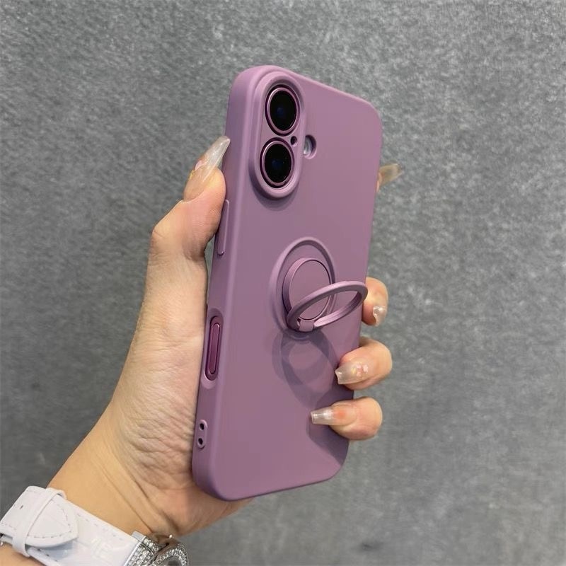Liquid Silicone Suitable for 16 Phone Cases, Compatible with for iphone 15 Pro Max Ring Stand, Designed for Women, Full Protection Soft Case for 14 Plus, Shockproof for 13, High-end Texture for 12 Minimalist Style, Solid Color Protective Cover
