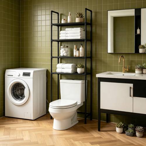 black metal over toilet storage saving bathroom organizer freestanding 3 tier rust proof shelving unit universal storage rack for small bathrooms washing machines and toilets organizer for bathroom skincare products