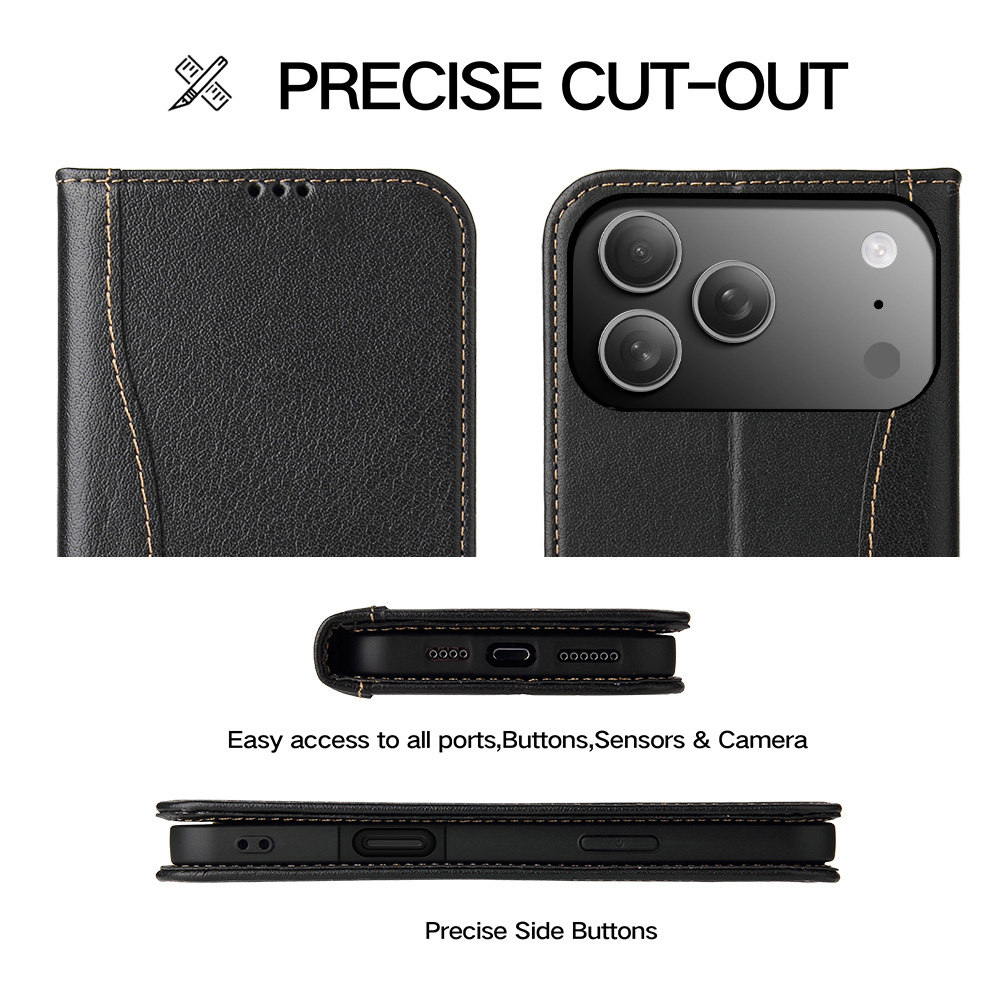 Phone Case - Genuine Leather Wallet-Style Phone Case, Compatible with for Iphone 17 Pro Max/17 Pro/16 Pro