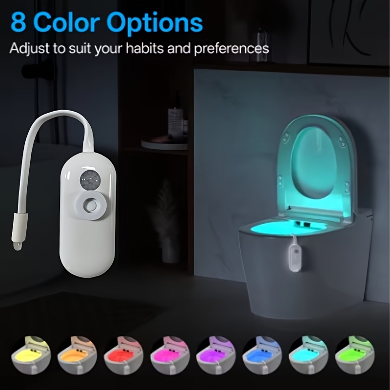 TEMU Luz nocturna RGB para inodoro con sensor de movimiento, luz LED recargable por USB con detección de cuerpo , multicolor ajustable, instalación