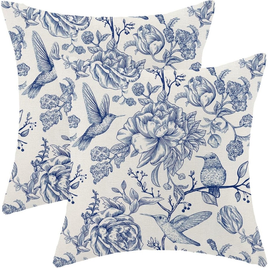 TEMU Lot de 2 housses de coussin de style chinois, 20x20 pouces, coussins décoratifs taupe à motif de paysage asiatique vintage, motif de feuilles de
