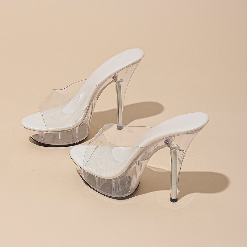 TEMU Model Shoes, Transparent Sandals, Anti-slip Pole Dance Shoes, Women's High Heels
