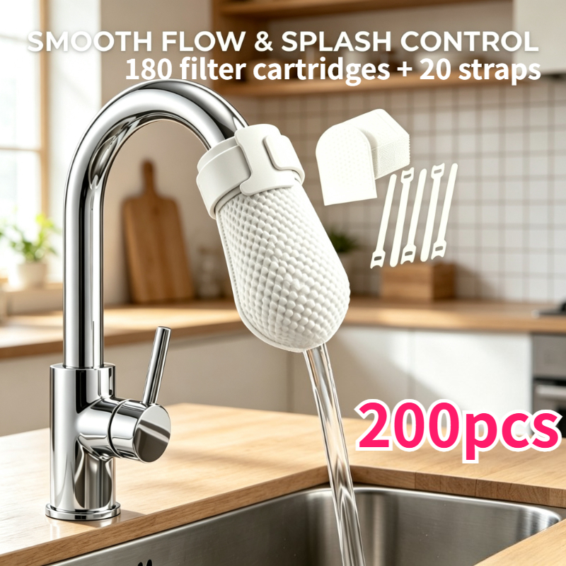 TEMU 200pcs (180pcs And 20pcs Ties) Faucet Non-woven High-density Filter Removes Rust Sediment Impurities Home Water Purification Filter Additions