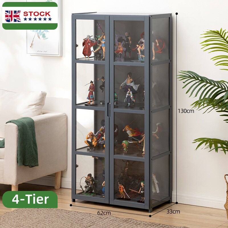 Four-tier Acrylic Bamboo Display Cabinet With