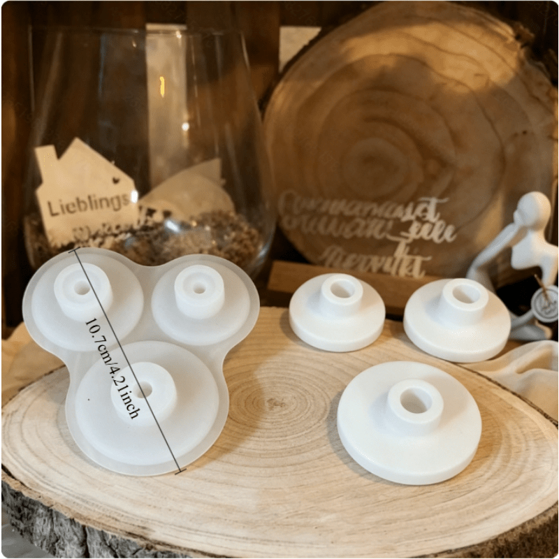 Large, Medium, And Small Triple Mini Stand Base Silicone Plaster Mold Garden Decoration Accessory Candle Making Mold
