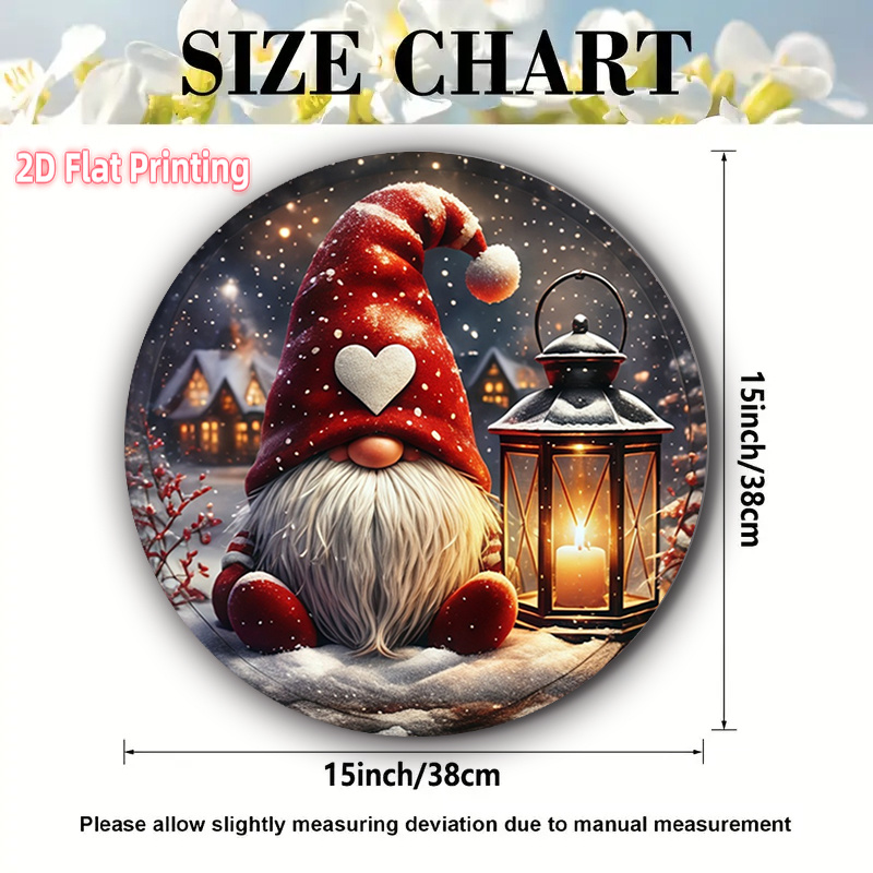 TEMU 2d Flat Printing Polyester Placemats - 4pcs Snow Gnome Theme Design Round Placemats 15x15 Inches, Non-slip Heat Resistant Table Mats, Machine