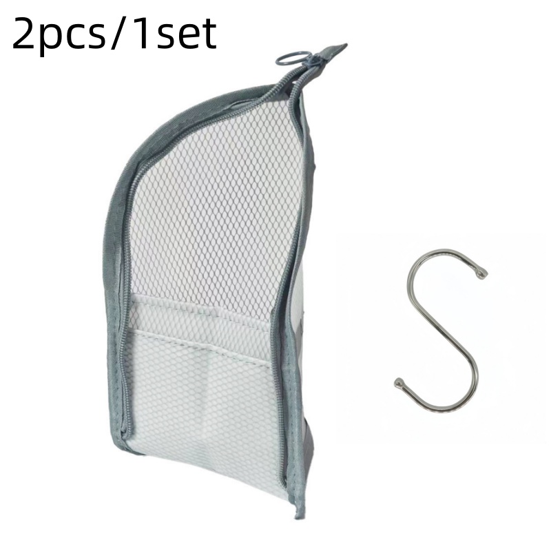 TEMU 2 pezzi/Set (Borsa da toilette e gancio a S) Borsa da toilette ottagonale in rete spessa, tridimensionale, e non morbida, di utilizzo dello ,