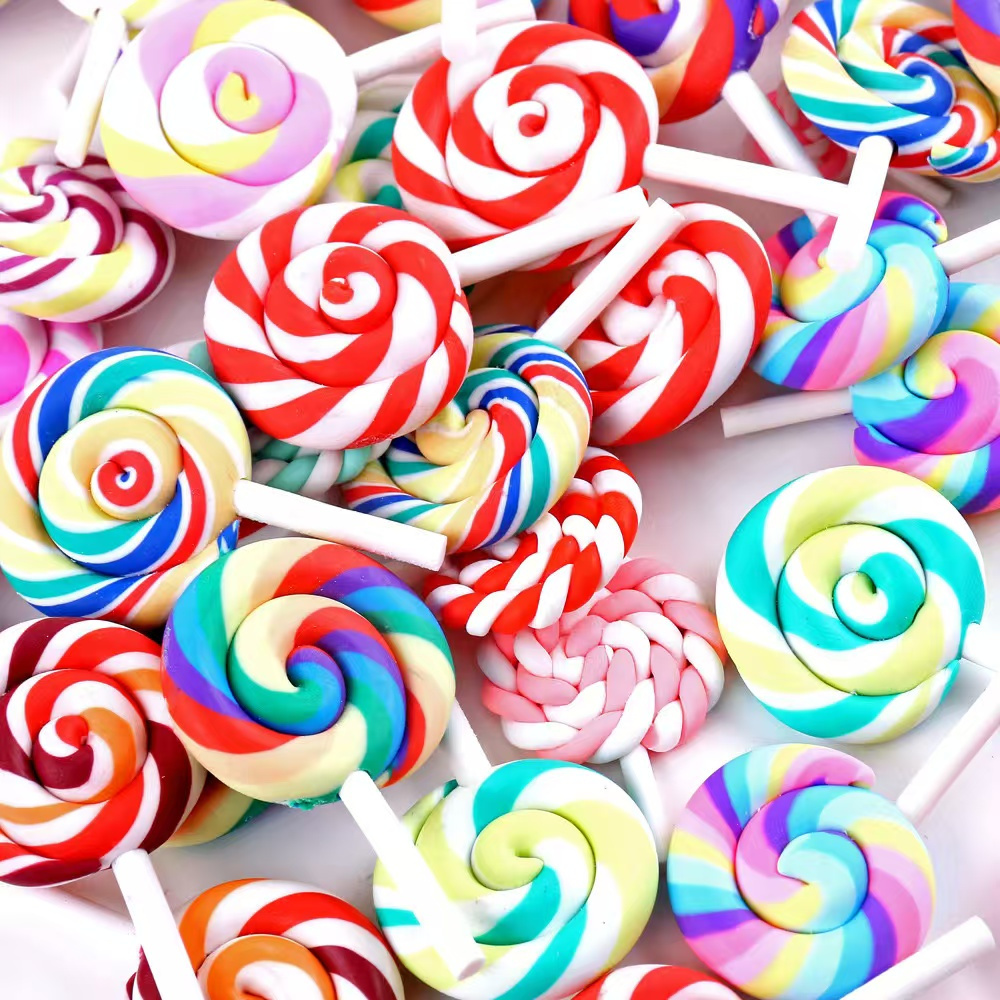 

10/20pcs Polymer Clay Lollipop Charms, -colored Swirl Pendants For Diy Crafts, Jewelry Making, Necklace And Phone Case Embellishments