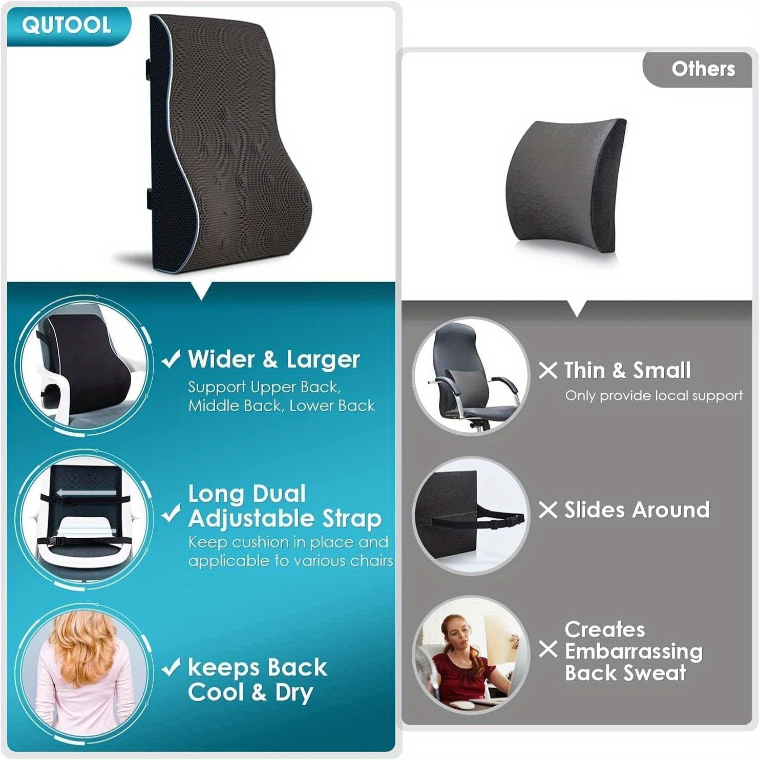 office lumbar support     sit for long periods slow rebound lumbar cushion super comfortable for lower back support ergonomic waist pillow conforms and supports   to back Product details 1