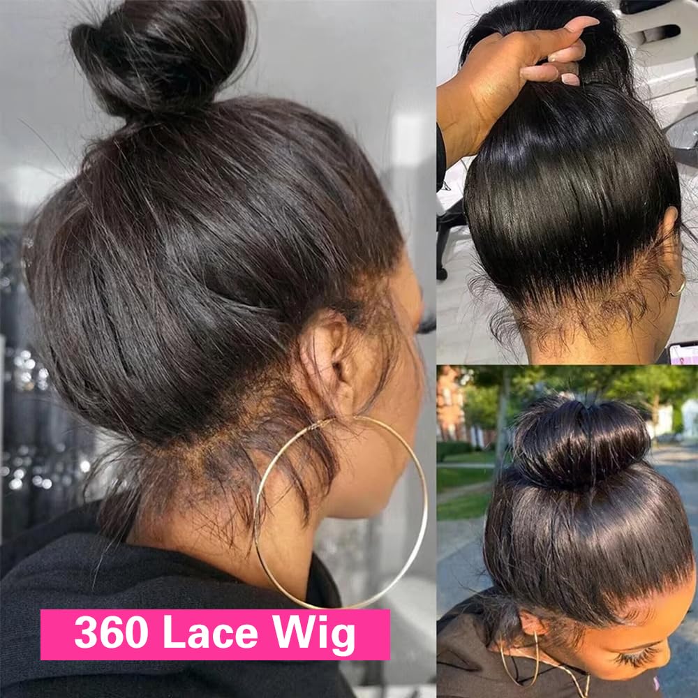 Image of 360 Full Lace Wig | Human Hair Pre-straight Lace Front Wig - 200% Density, Transparent Lace Frontal | , Not Easy To Fall Off, Volume | Suitable For Occasions | Brand: Abijale