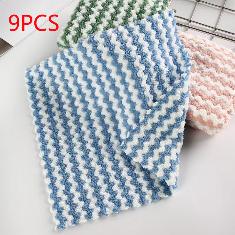 TEMU 9pcs Lace Super Absorbent Microfiber Kitchen Towels, Random Colors - Ideal For Washing Dishes And Countertops, Easy To Clean, , Square Shape,