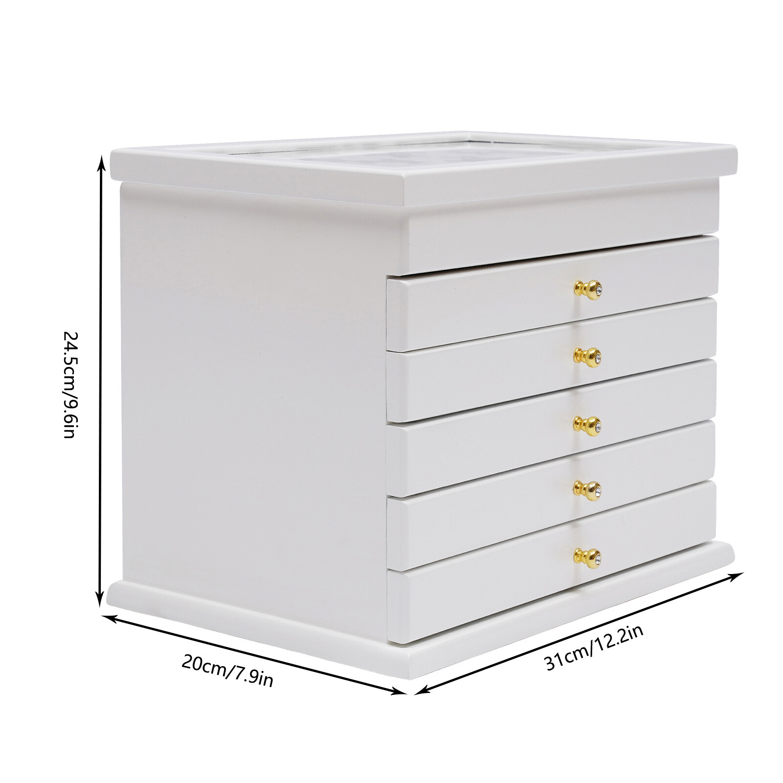 TEMU Buruiyoten White Rectangular Freestanding Jewelry Box, 6 Layers Jewelry Boxes Organizer Ring Necklace Storage Box, Suitable For Organizing