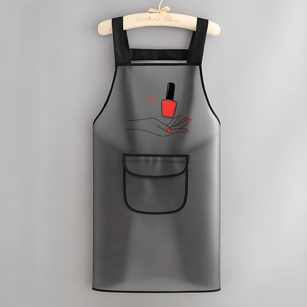 TEMU 1pc Lightweight Tpu Apron With Draping Effect Nail Polish Bottle Brush With 1 Pockets Durable And Easy To Clean Without Water, Suitable For