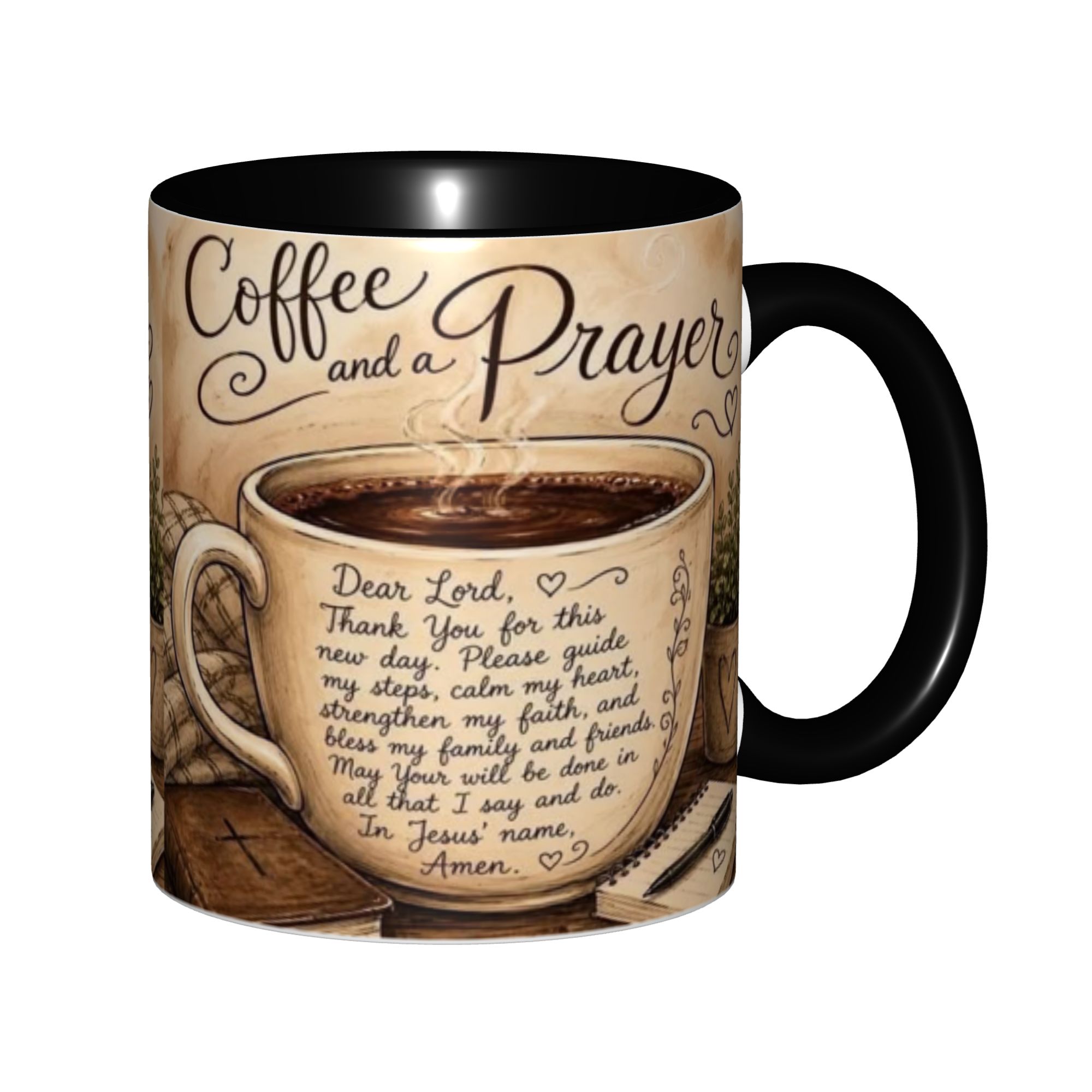 TEMU 1 Coffee And Retro Style Coffee Cup, Religious Quotations Design Porcelain Cup, Drinking Cup, Coffee Cup, Microwave Safe, Gifts, For , Christian