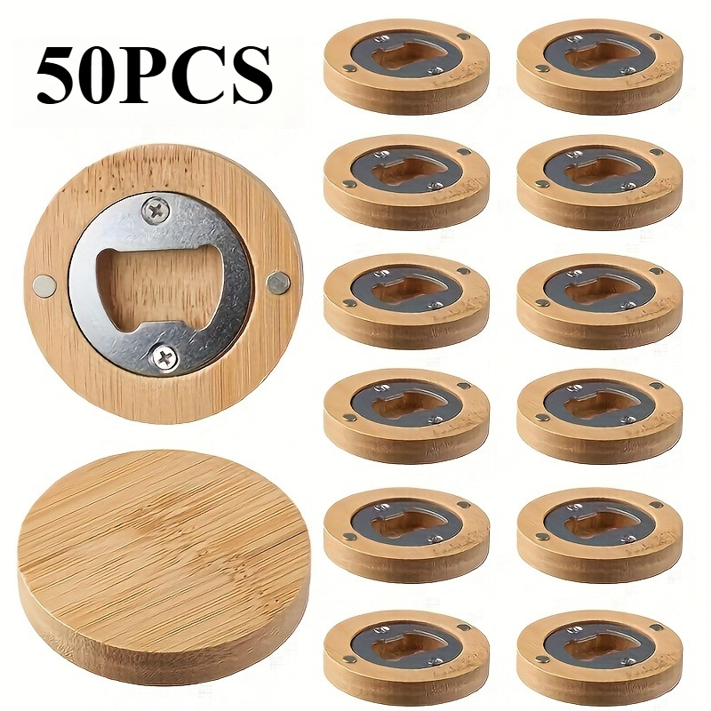 Image of 50/100/150/300pcs, Dofiki Wooden Magnetic Bottle Opener Made From Handmade Blank Fridge Magnets, Large-capacity Beer Opener, Perfect For Wedding Gifts And Party Favors