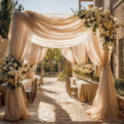high end light colored sheer curtain featuring a soft gauze texture that allows light to pass through ideal for christmas weddings birthdays valentines day halloween and other decorations its elegant