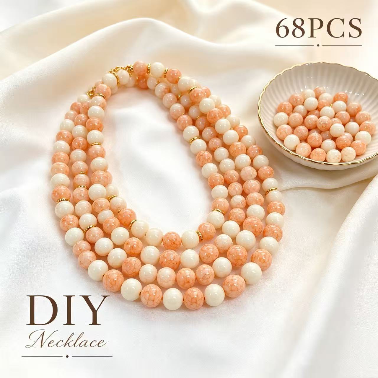 68pcs Orange Yellow Glass Beads for DIY Jewelry Making