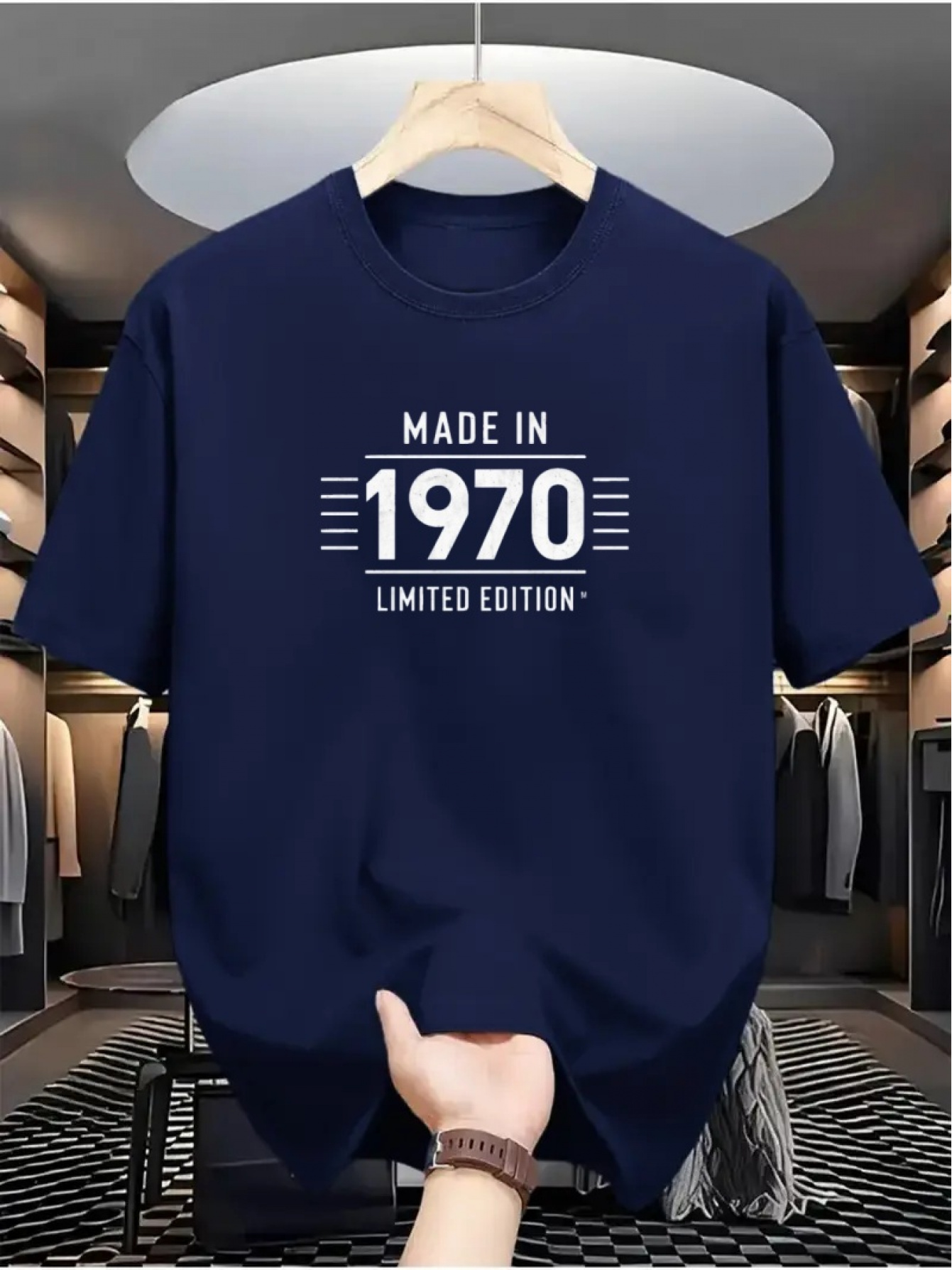 Heren T-shirt met ronde hals, 100% katoen &*;Made in 1970 Edition&*;  opdruk, Regular Fit, korte mouw gebreide stof T-shirt voor dagelijks en 