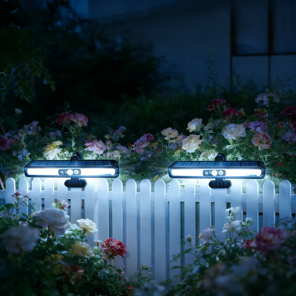 Image of 2 Solar Powered Landscape Lights, Light, With Built-in Clips And Wall Mounted Installation, Sensing Control, Suitable For Courtyard, Garden, Fence, Wall, Garage, Decorative Lighting Solar Lights