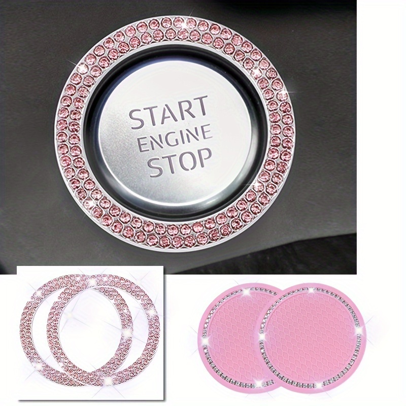 TEMU 4-delige Auto Interieur Set | 2 stuks Bekerhouder + 2 stuks Contactdoos Decoratie Ring | Silicone, Mooie Praktische Toevoegingen