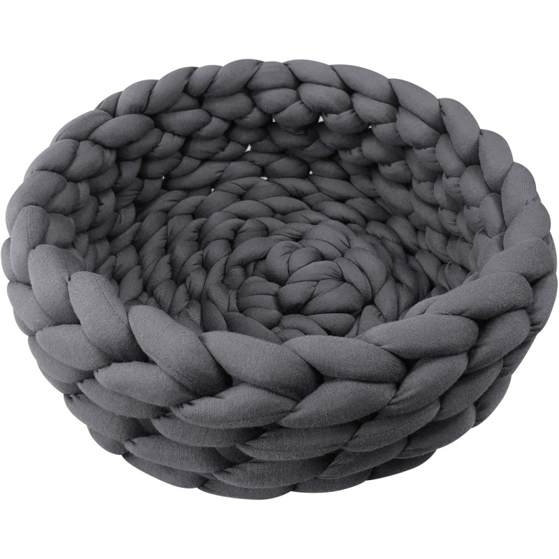 1pc     cat cave bed knitted round pet bed cute bohemian style warm woven nest suitable for puppies and cats Product details 0