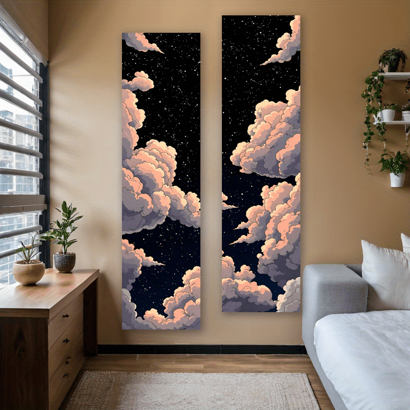 Starry Night Sky Tapestry Wall Decor Fantastic Clouds Set Of 2_voghion.com