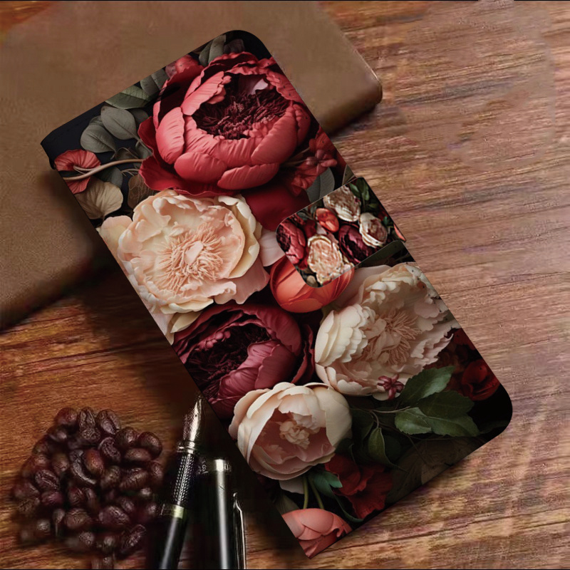 TEMU Phone Case - Flower Faux Leather Flip Wallet Phone Case With Card Slots, Stand Function - Protective Case Suitable For A30 40 50 A51 Series And