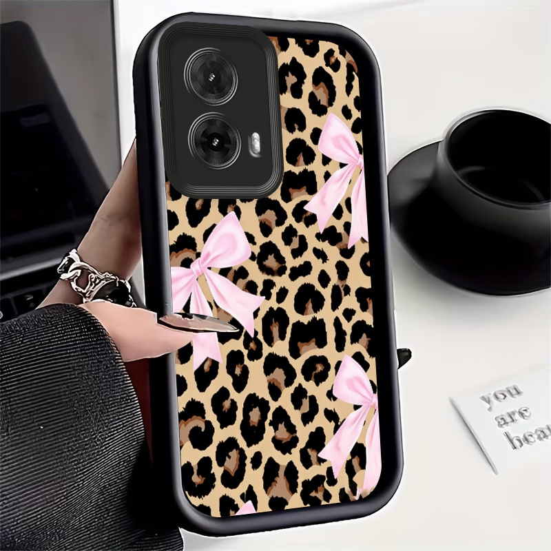 TEMU Phone Case: Leopard Print Bow Tie Phone Case Suitable For Motorola/moto Edge 50 Fusion/moto G13/moto G84/moto G54/moto
