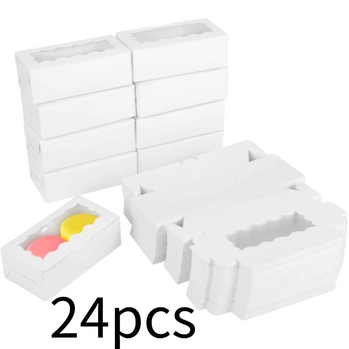 TEMU 24pcs Transparent Windowed Food Packaging Box, Rectangular Baking Paper Box, Pastry Packaging Box
