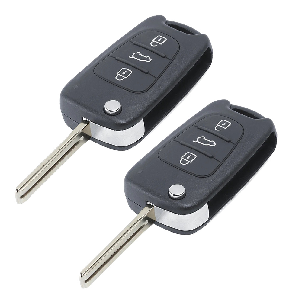 2 Pack 3-button Flip Folding Car Key Shell Replacement For For Avante For I30 For I40 For I20 For - Uncut Blade Blank Remote Key Case Cover