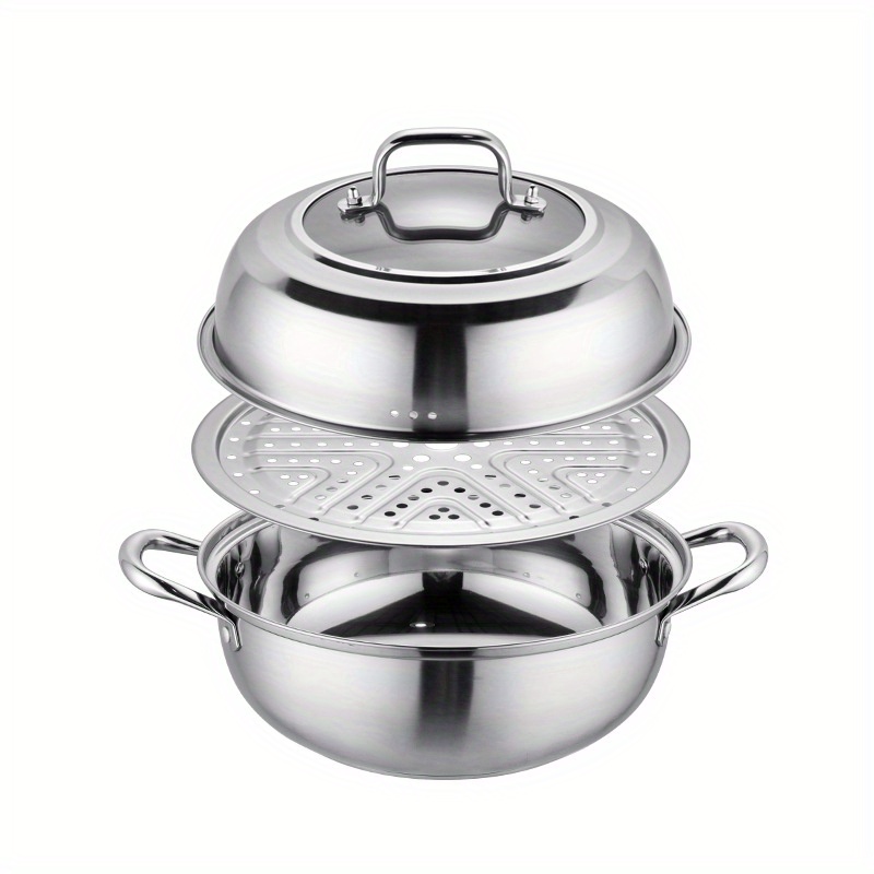 1pc stainless steel multi purpose steamer pot with   12 inch steam and boil compatible universal multi stove cookware details 1