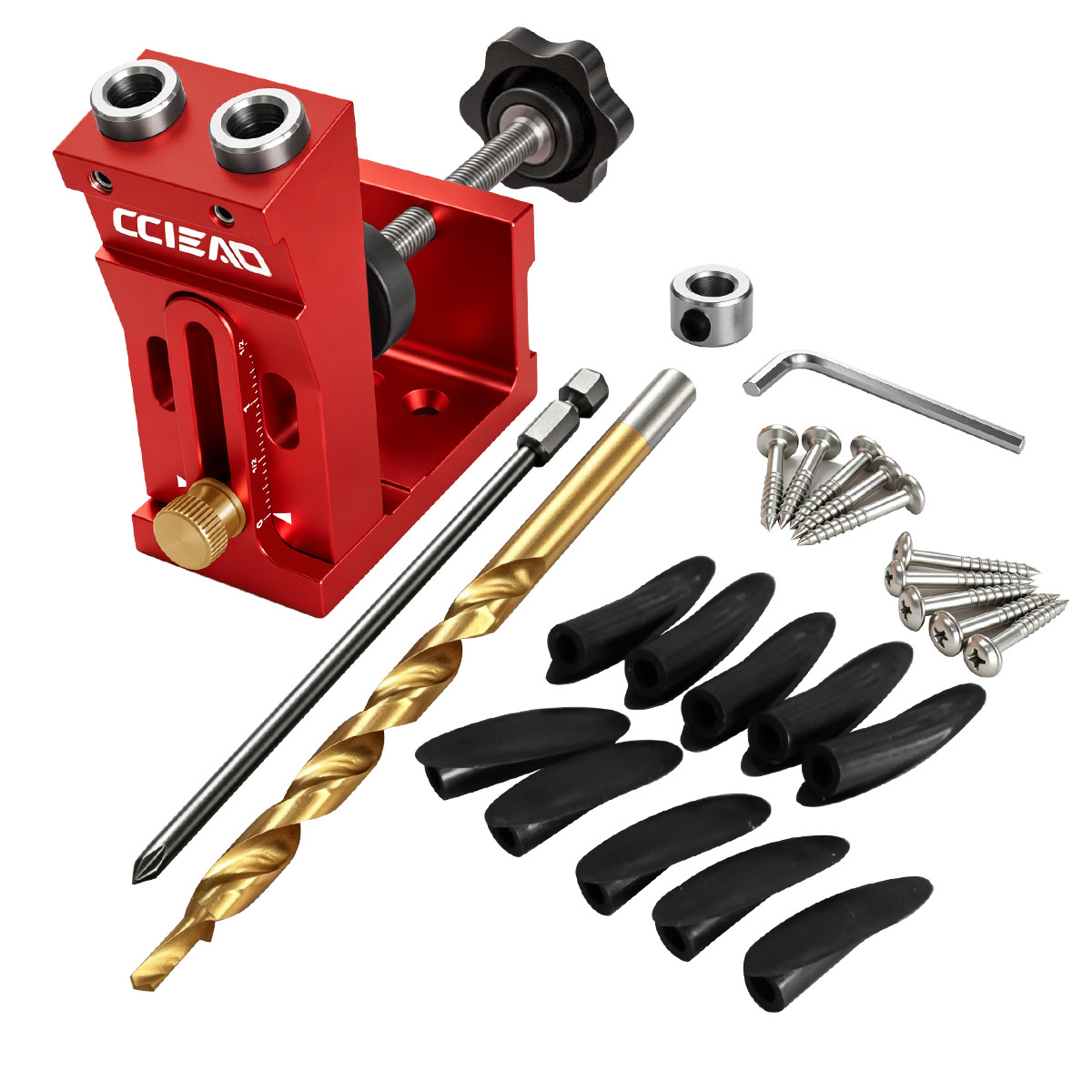 TEMU Kit de gabarit de trous de poche , système de trous de poche réglable en alliage d'aluminium, jeu de gabarits de vis portables, guides, repéreur