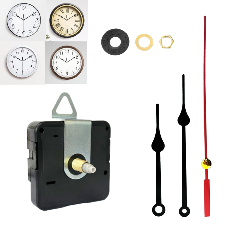 Tylus kvarcinis sieninio laikrodžio mechanizmas, maitinamas baterijomis, 13 mm/1,3 cm veleno ilgis, 100 mm/10,01 cm ilgos rodyklės, baterija nepridedama