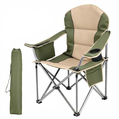 oversized heavy duty folding camping chair padded high back adjustable lumbar support extra wide for adults 500 lbs portable outdoor